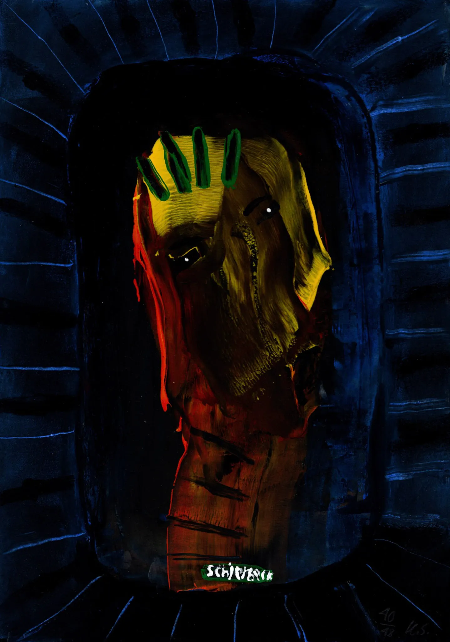 "kuk kuk", No. 40 of 48, by Ulrik Schjerbeck, ink on paper, 2025