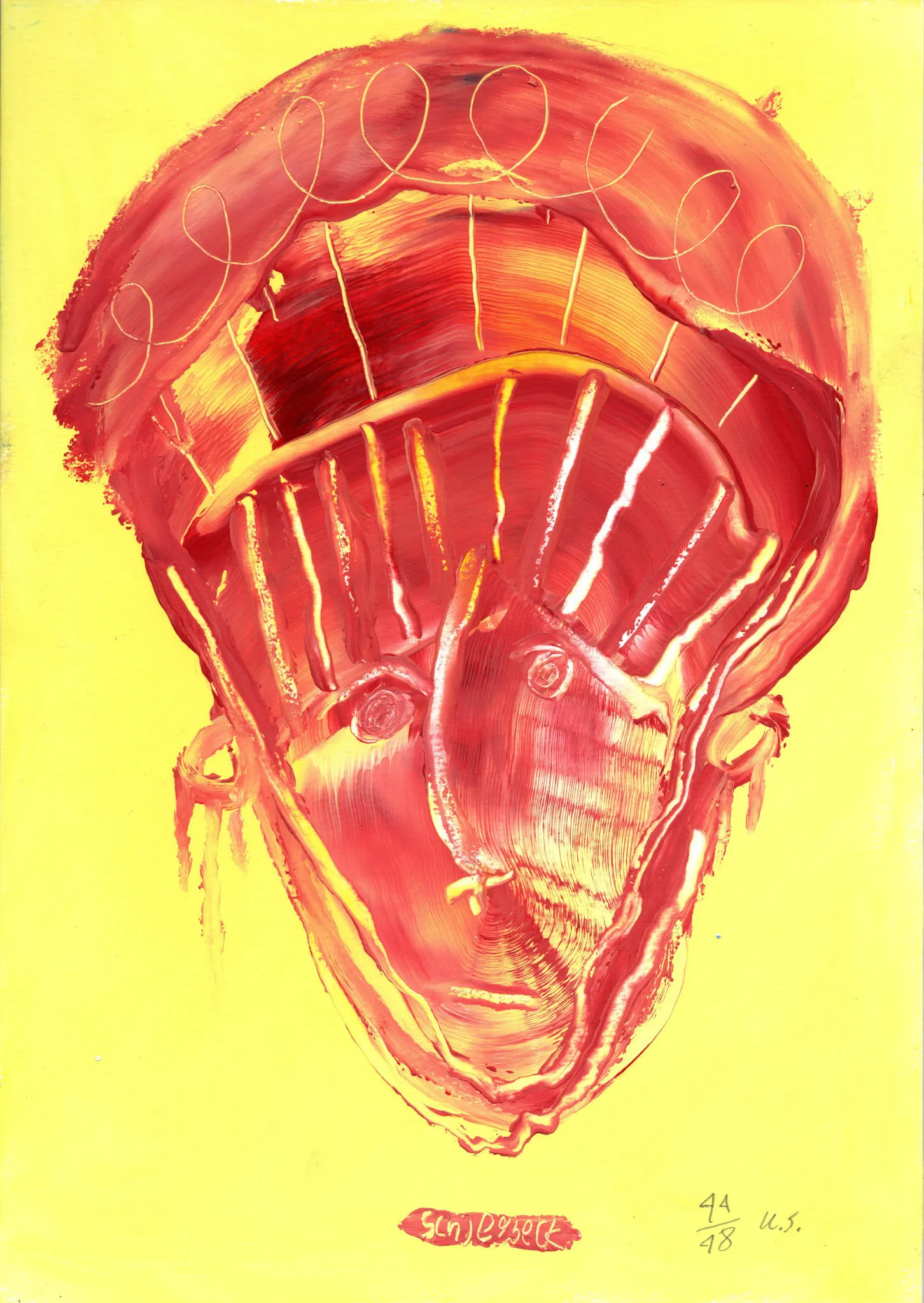 "kuk kuk", No. 44 of 48, by Ulrik Schjerbeck, ink on paper, 2025