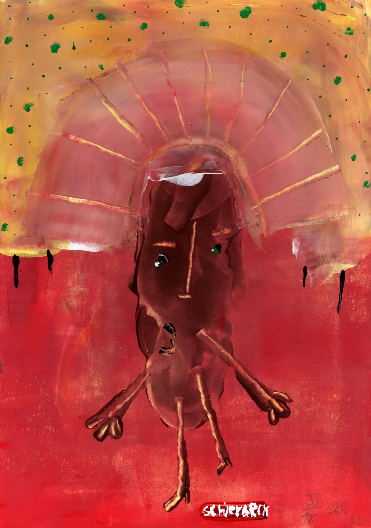 "kuk kuk", No. 33 of 48, by Ulrik Schjerbeck, ink on paper, 2025