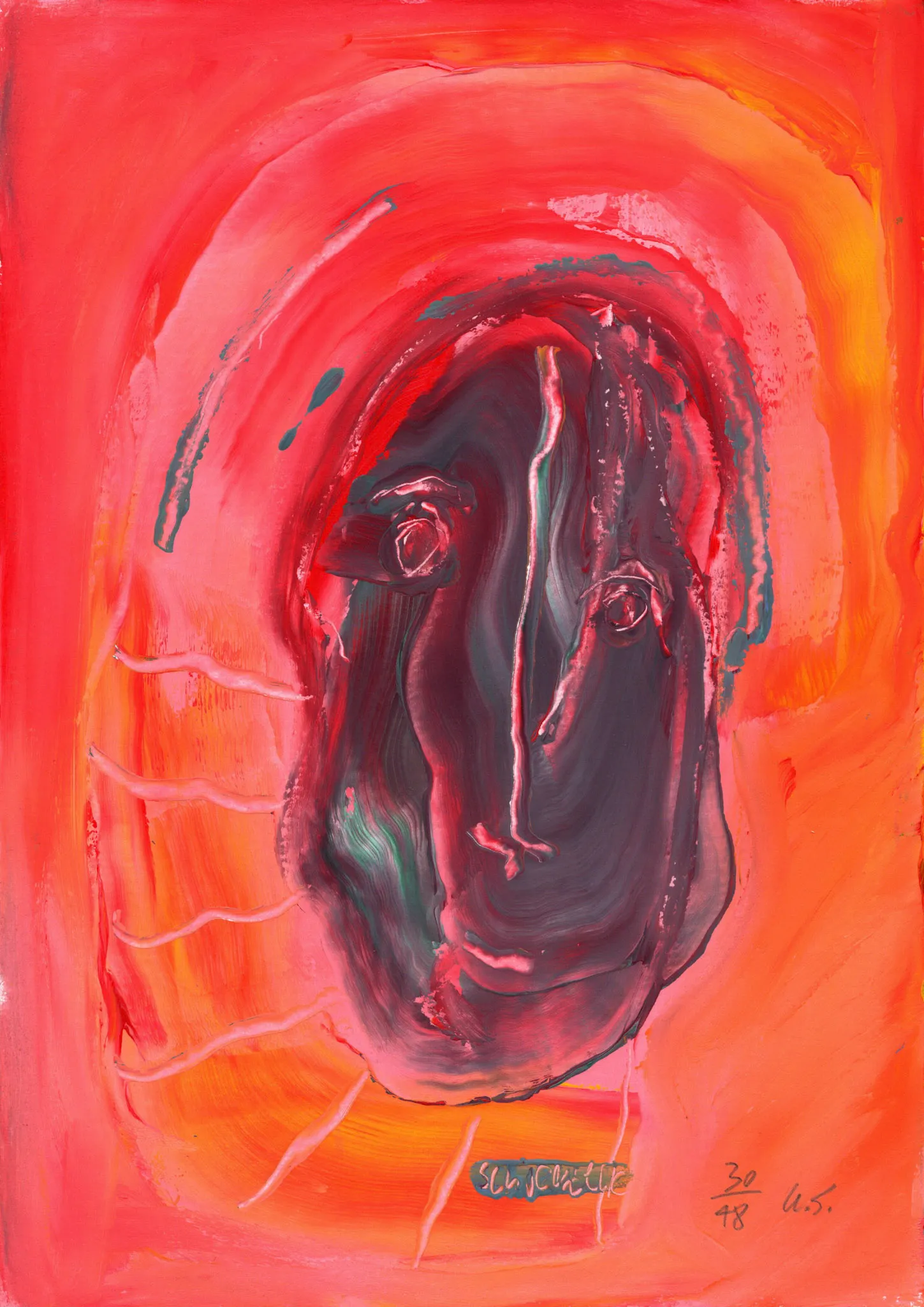 "kuk kuk", No. 30 of 48, by Ulrik Schjerbeck, ink on paper, 2025