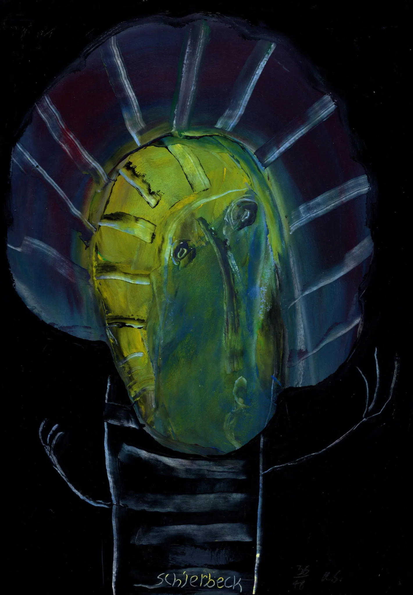 "kuk kuk", No. 36 of 48, by Ulrik Schjerbeck, ink on paper, 2025