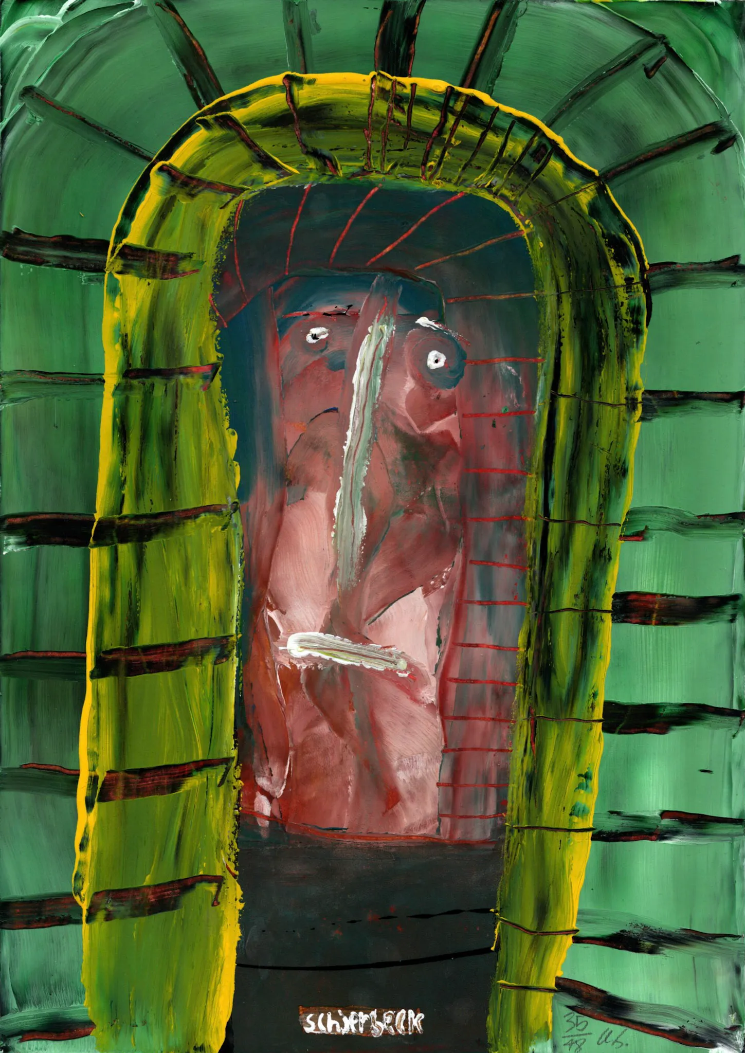 "kuk kuk", No. 35 of 48, by Ulrik Schjerbeck, ink on paper, 2025