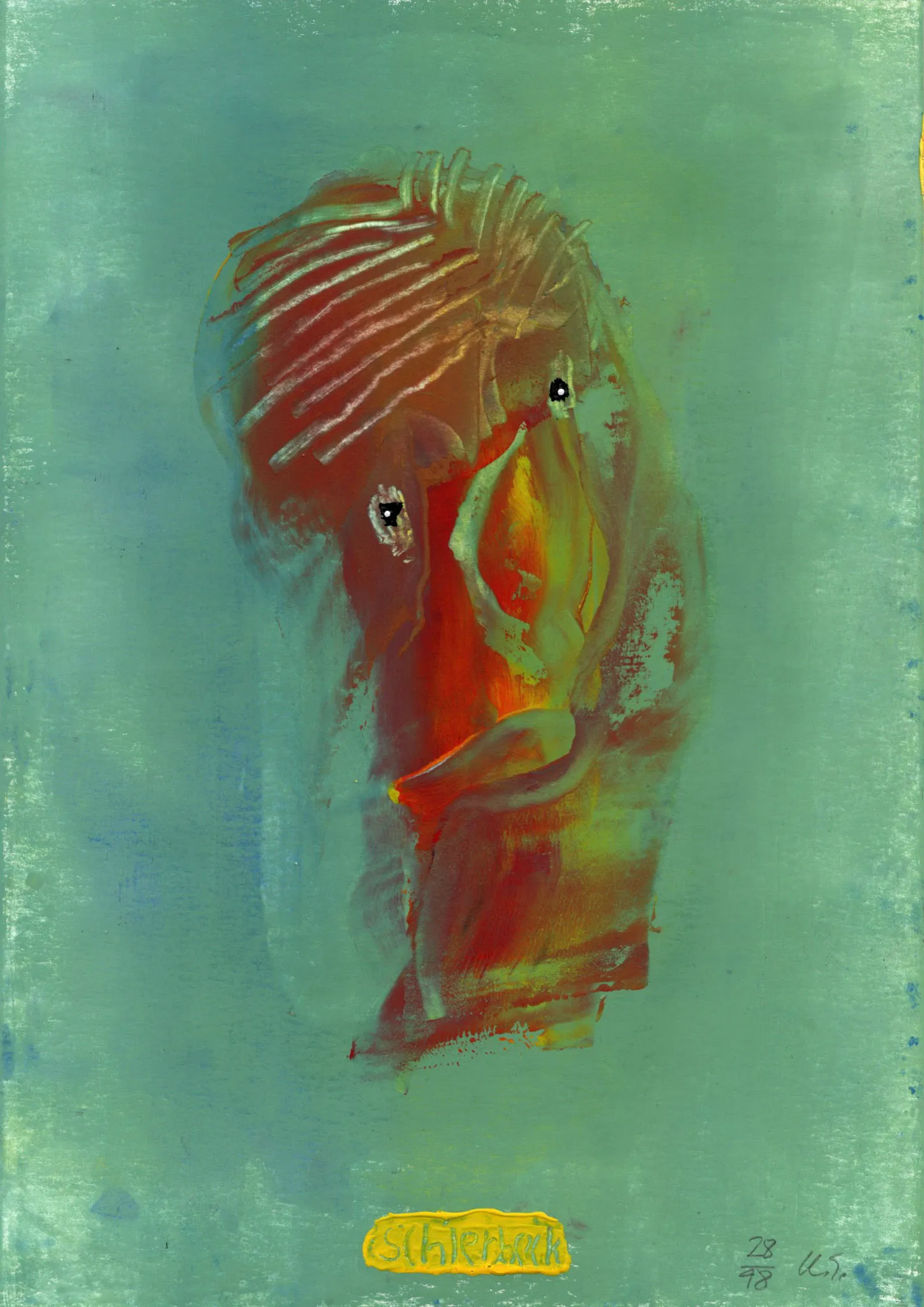 "kuk kuk", No. 28 of 48, by Ulrik Schjerbeck, ink on paper, 2025