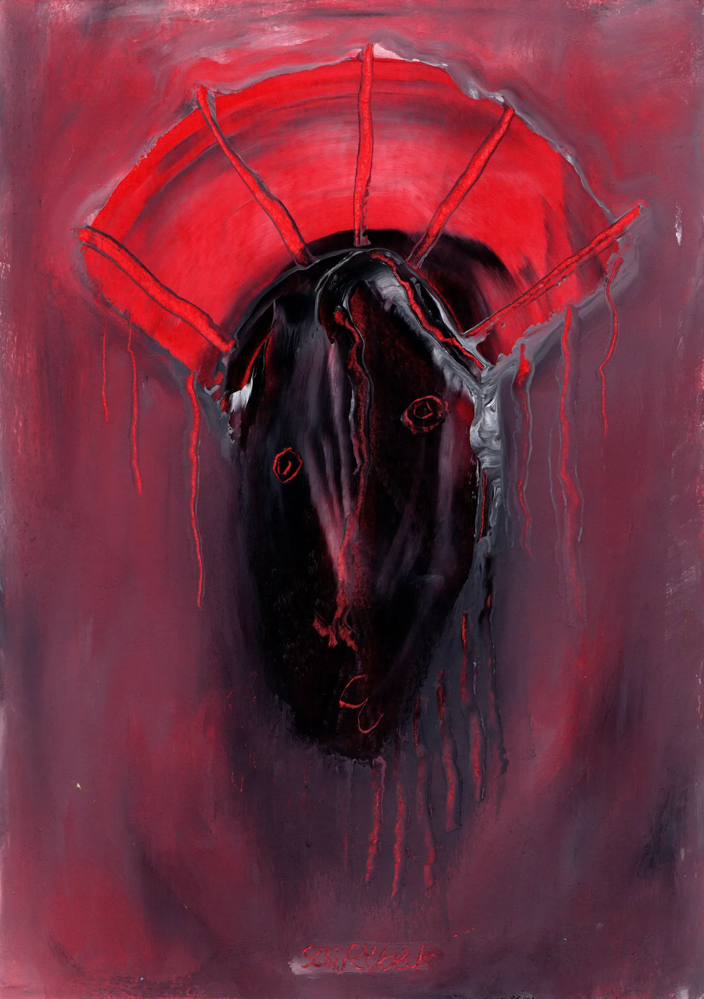 "kuk kuk", No. 29 of 48, by Ulrik Schjerbeck, ink on paper, 2025