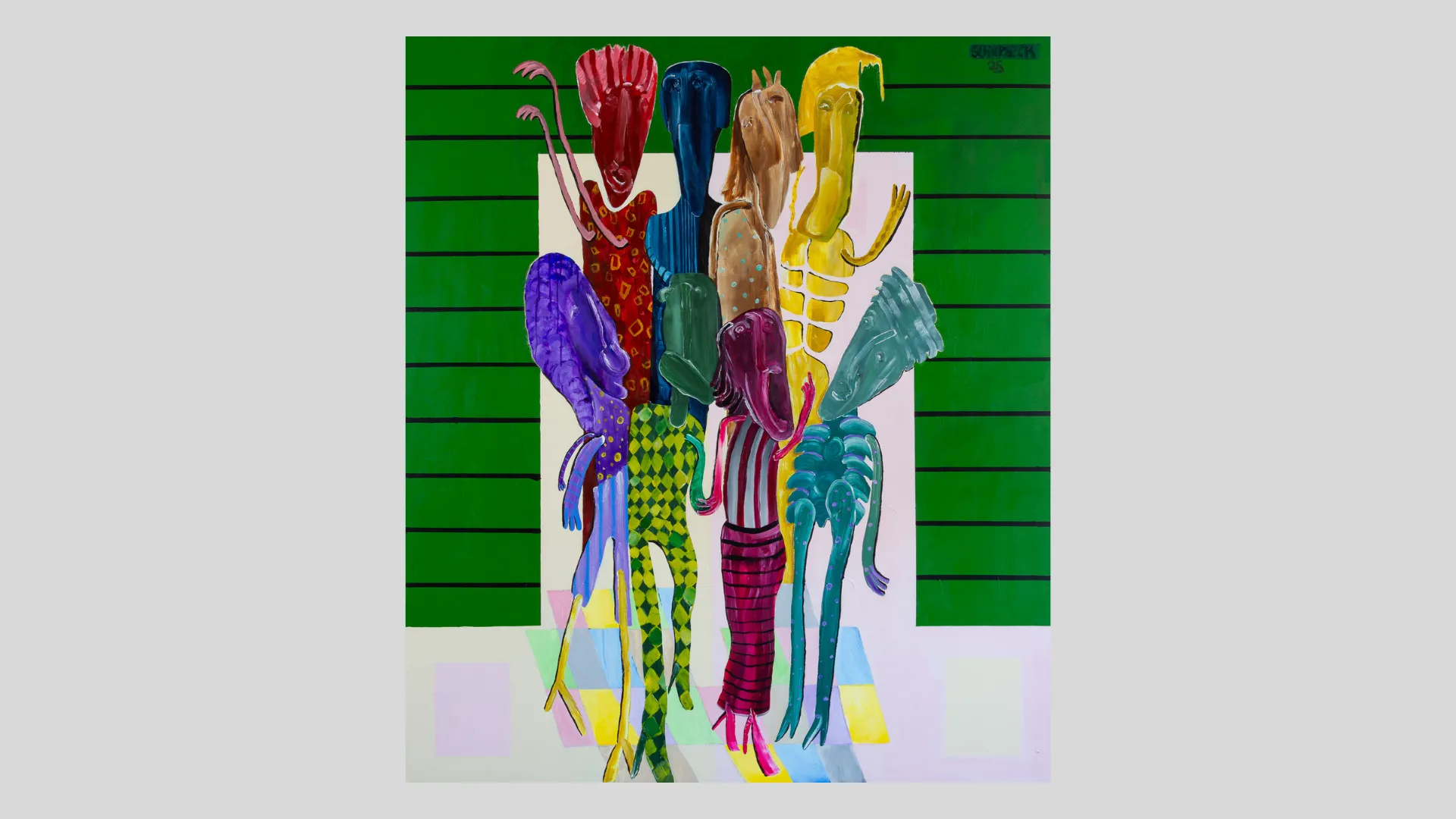 "topscoreren", cover image by Ulrik Schjerbeck, acryllic on canvas, 2025