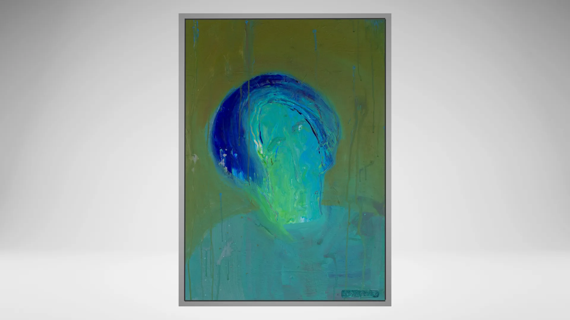 "frelseløs frelser", cover image, by Ulrik Schjerbeck, acryllic on canvas, 2025