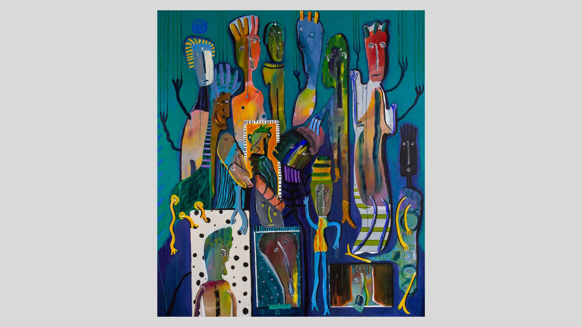 "raveyard", cover image, by Ulrik Schjerbeck, acryllic on canvas, 2025