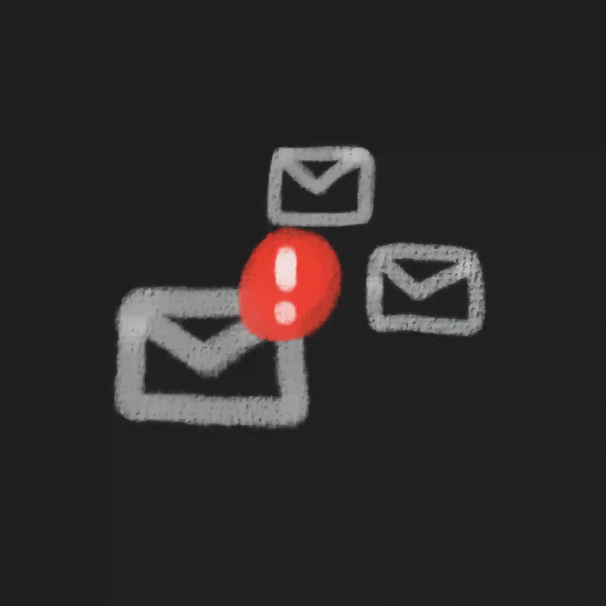 Picture/drawing of a couple of mail letters with an alert icon