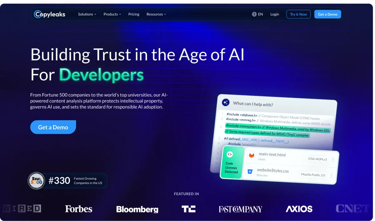 Developer Homepage Example