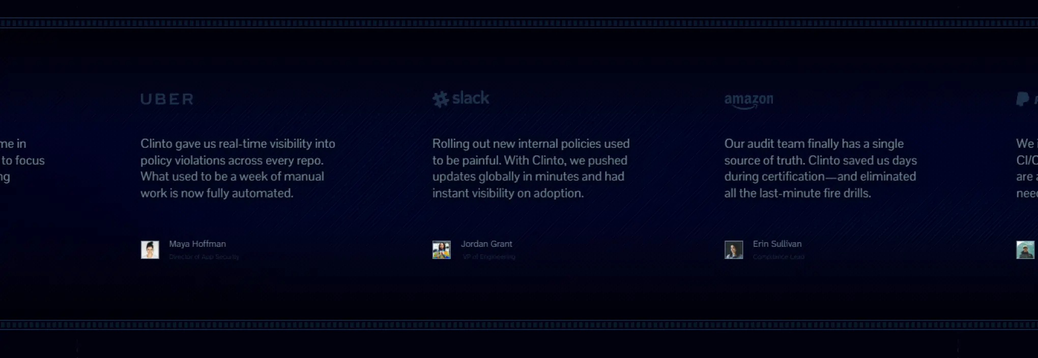 Testimonials section