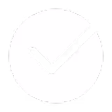 Black checkmark inside a white circle.