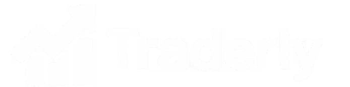 Traderly logo featuring an upward trending bar chart with an arrow, next to the text 'Traderly'.