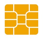Orange stylized graphic of a SIM card chip.