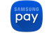 Samsung Pay app icon with white text on blue rounded square background.