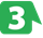 Green speech bubble with white number 3 inside.