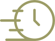 Icon of a clock with motion lines indicating fast or quick time.