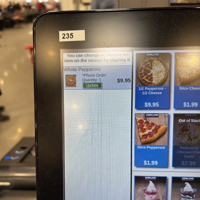 Costco Food Court Kiosk Screen