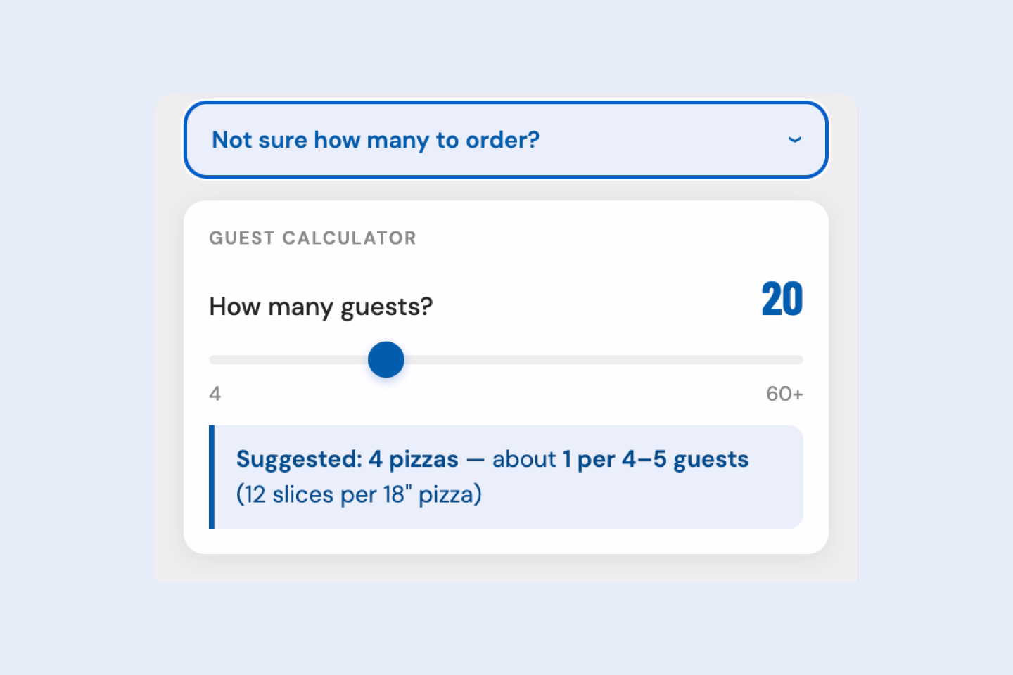 Pizza calculator within Costco pizza pre-order prototype