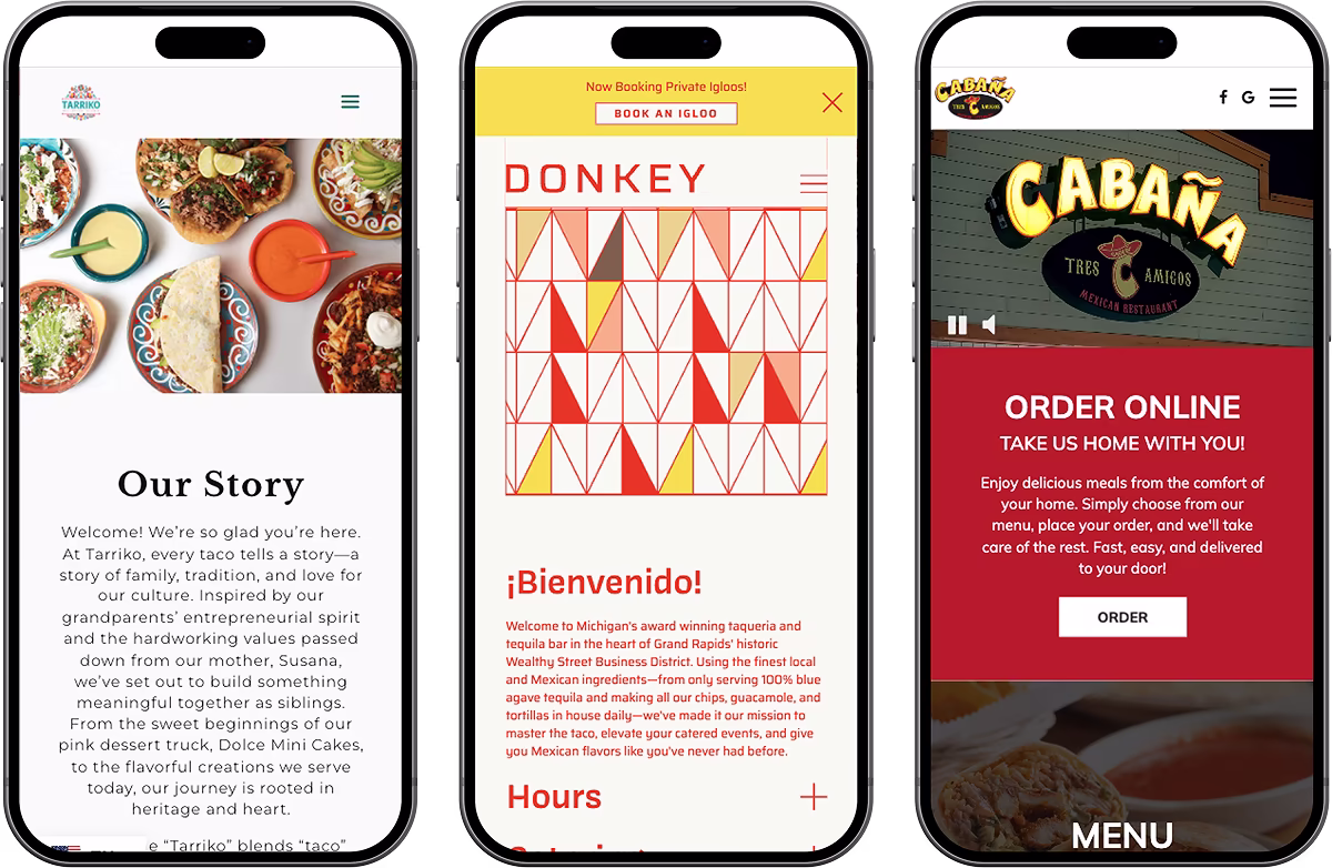 Side by side of competitor websites on iPhones