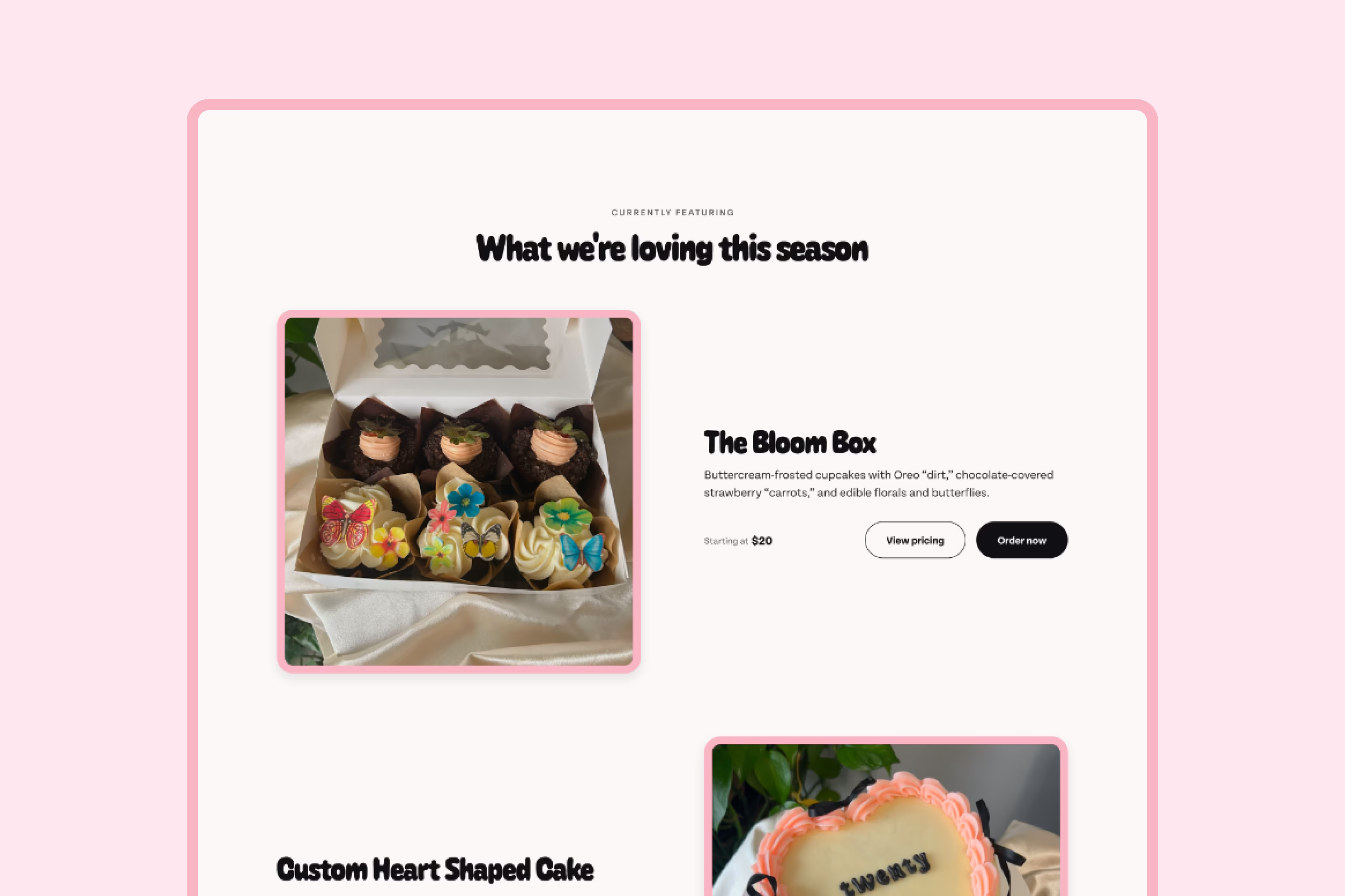 Featured Items in menu section of Ashley's Antojitos website