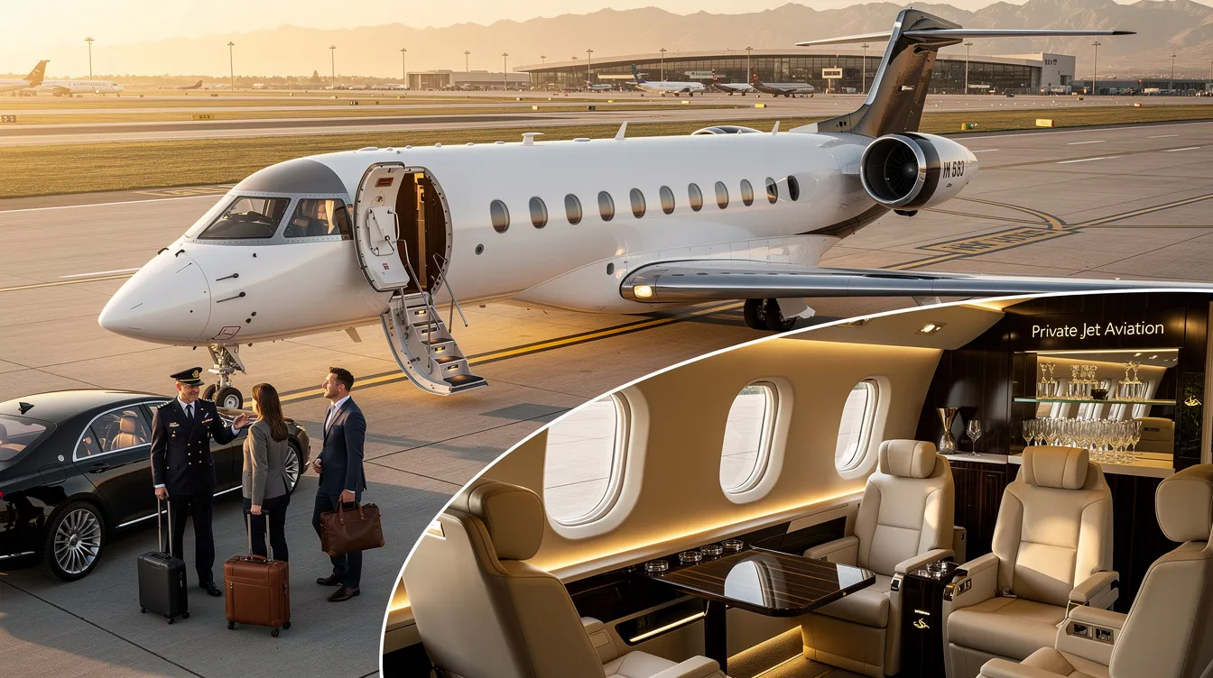 The image showcases a luxurious private jet on the tarmac, symbolizing the elegance of private aviation. This aircraft represents the commitment to operational excellence and guaranteed availability, making it an ideal choice for clients seeking reliable private jet charter services.