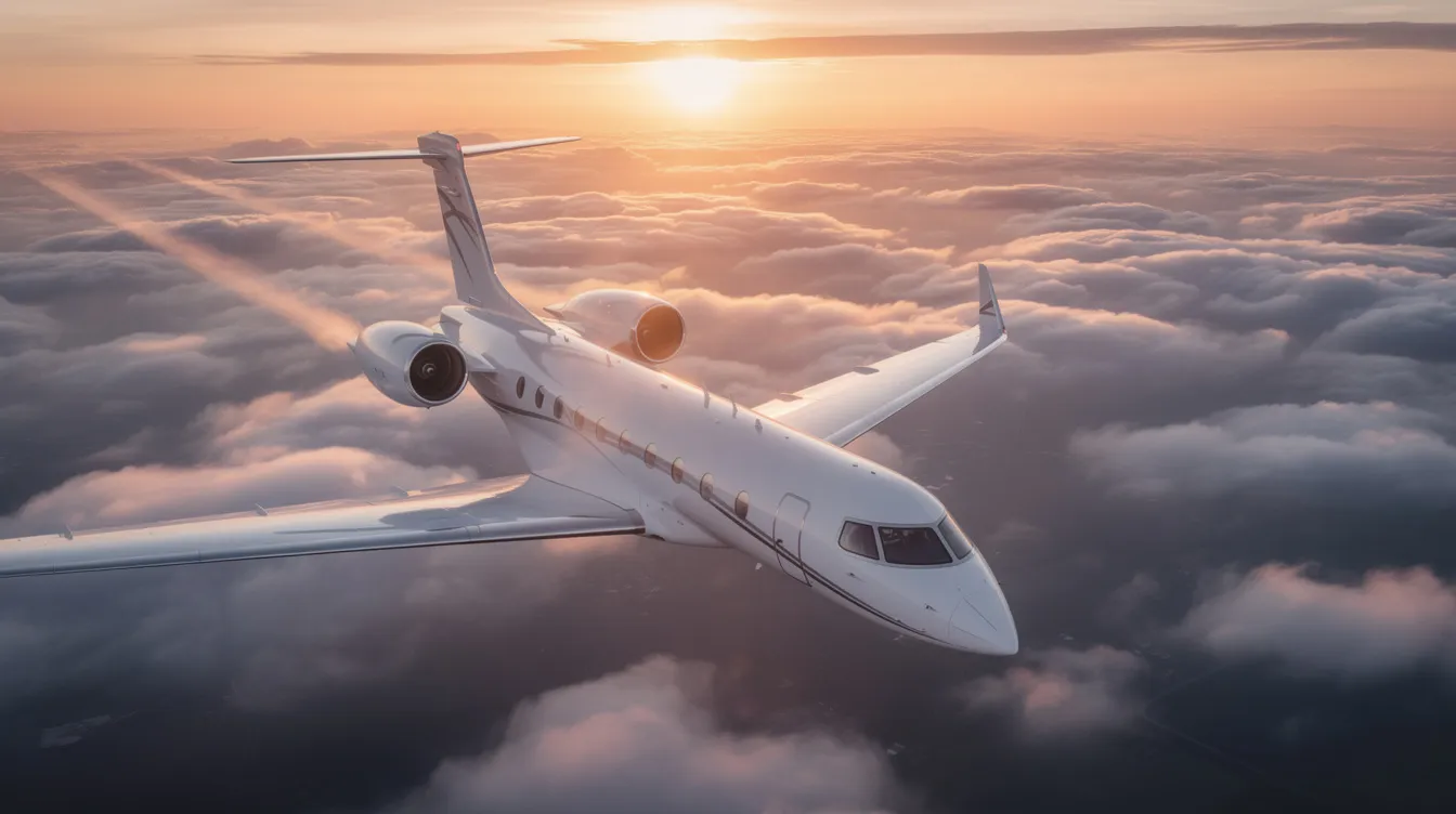 The image depicts a sleek private jet ready for departure, showcasing the luxury and convenience of private jet charters. It emphasizes the seamless journey offered to passengers, with fully customizable flight itineraries to meet their travel needs.