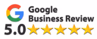 Google business reviews badge showing 5.0 star review