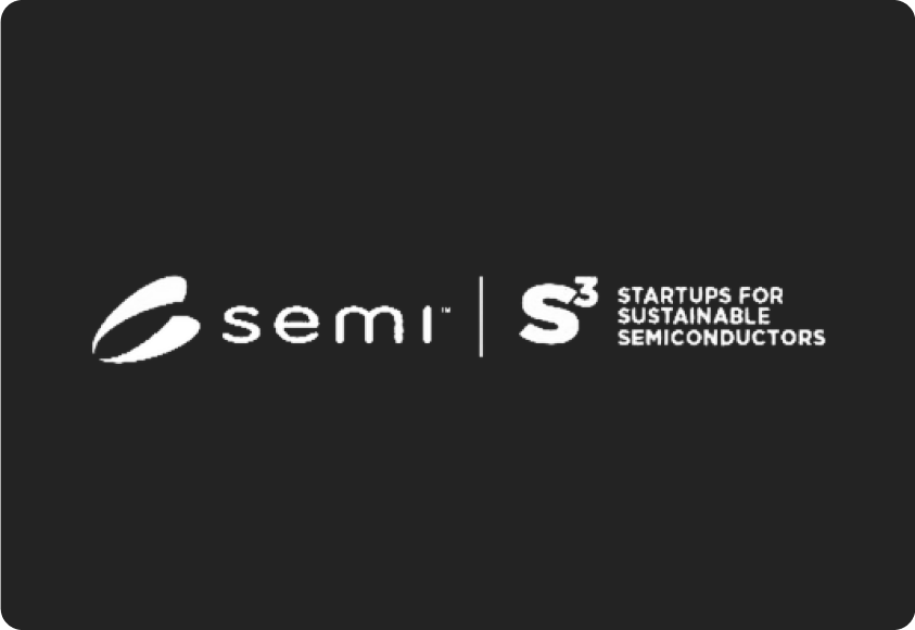 Logos for "semai" and "S³ Startups for Sustainable Semiconductors" on a textured dark background, conveying innovation and sustainability.