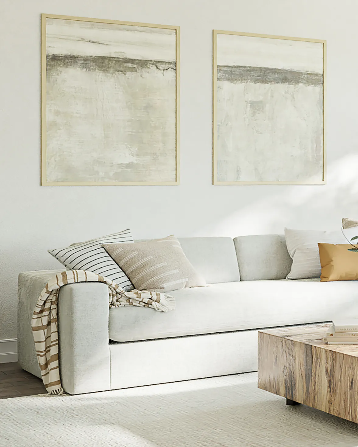 Sofa with large art above it