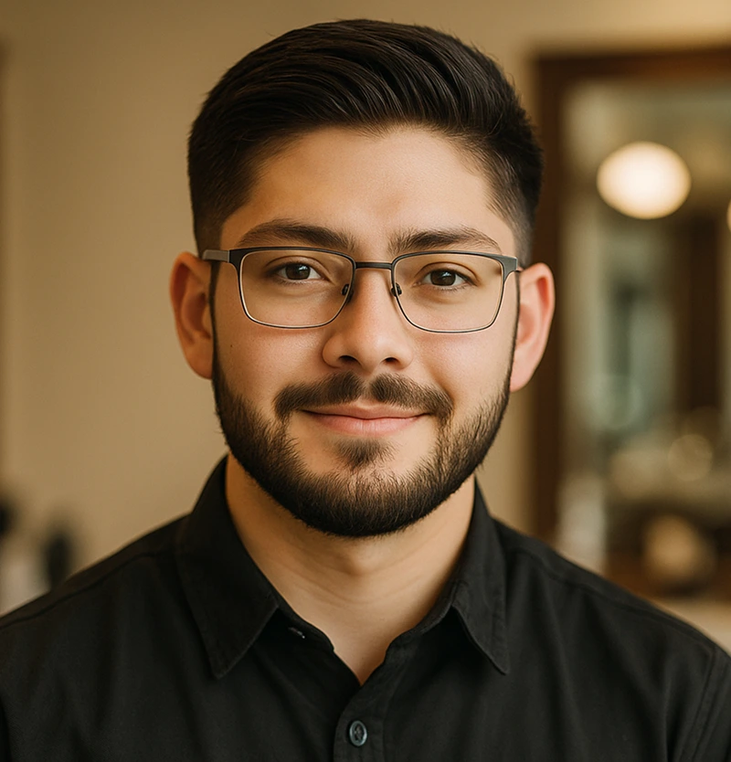 Portrait of Jonas Knox, barber and owner of Knoxious Cuts