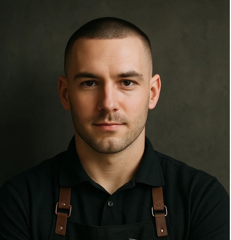 Portrait of John Williams, barber at Knoxious Cuts
