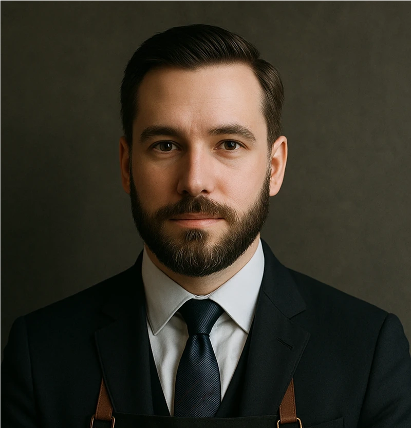 Portrait of Jonathan Smith, barber at Knoxious Cuts