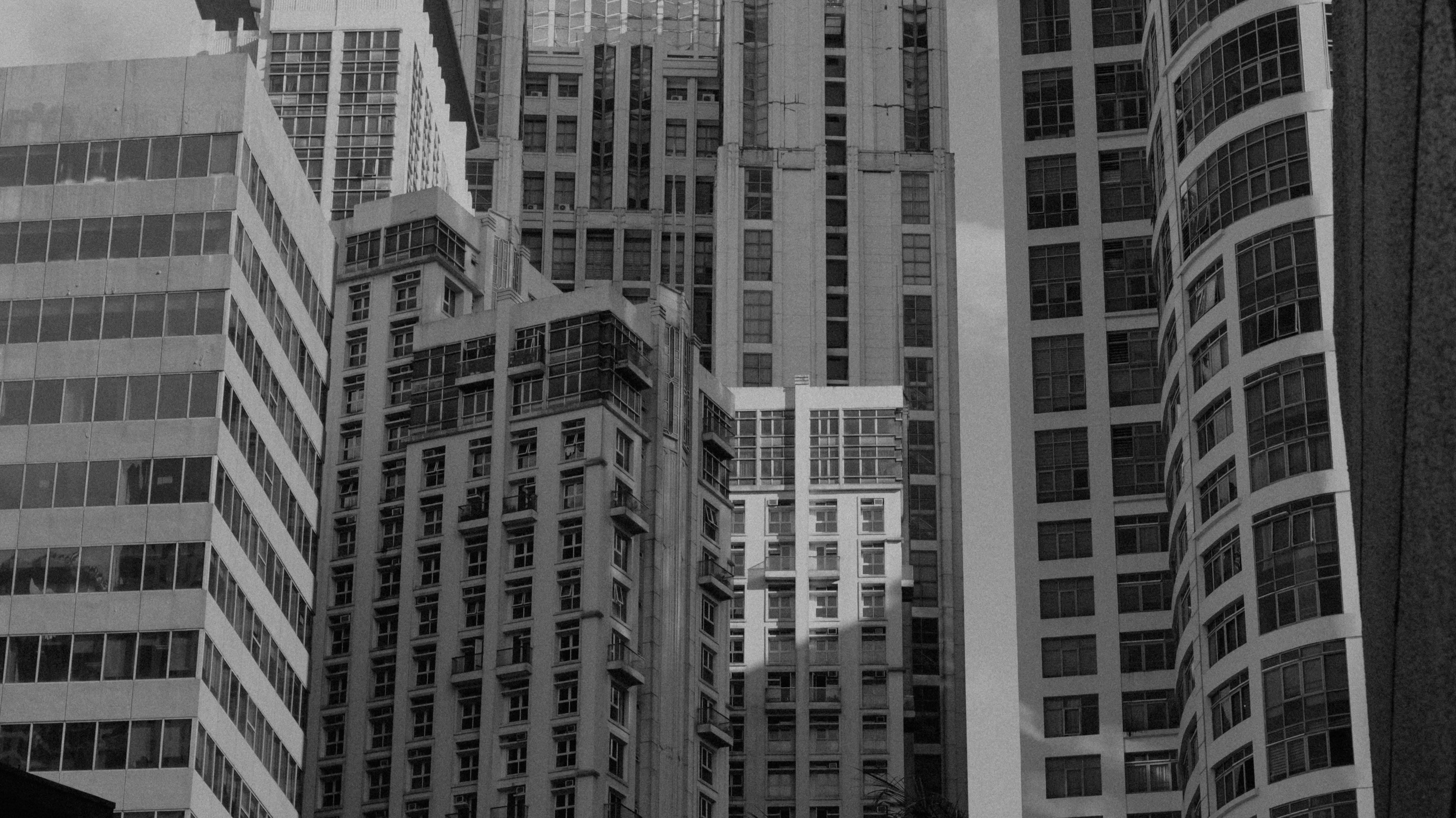 city background buildings black and white
