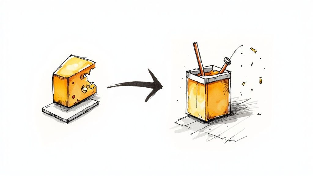 Žena s úsmevom kontroluje svoju digitálnu vernostnú kartu v Apple Wallet na mobile pri káve.