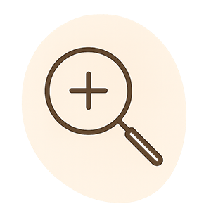 Magnifying glass icon with a plus sign inside, indicating zoom in or enlarge.