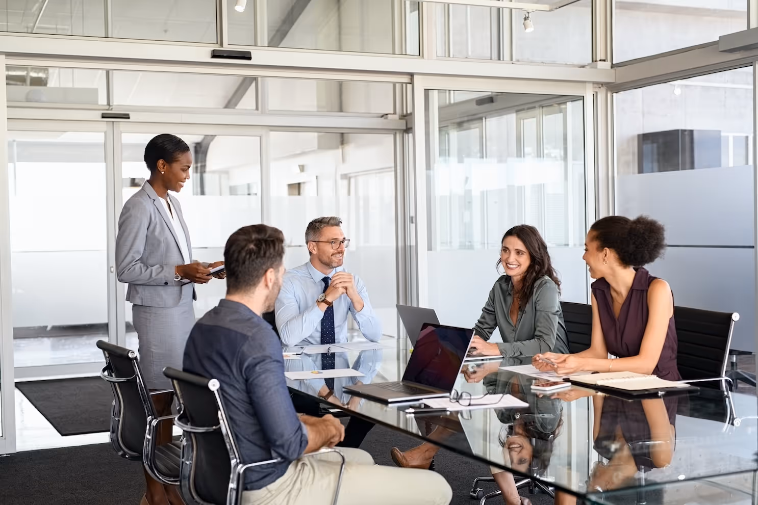 Business Colleagues Meeting Around a Table in Office