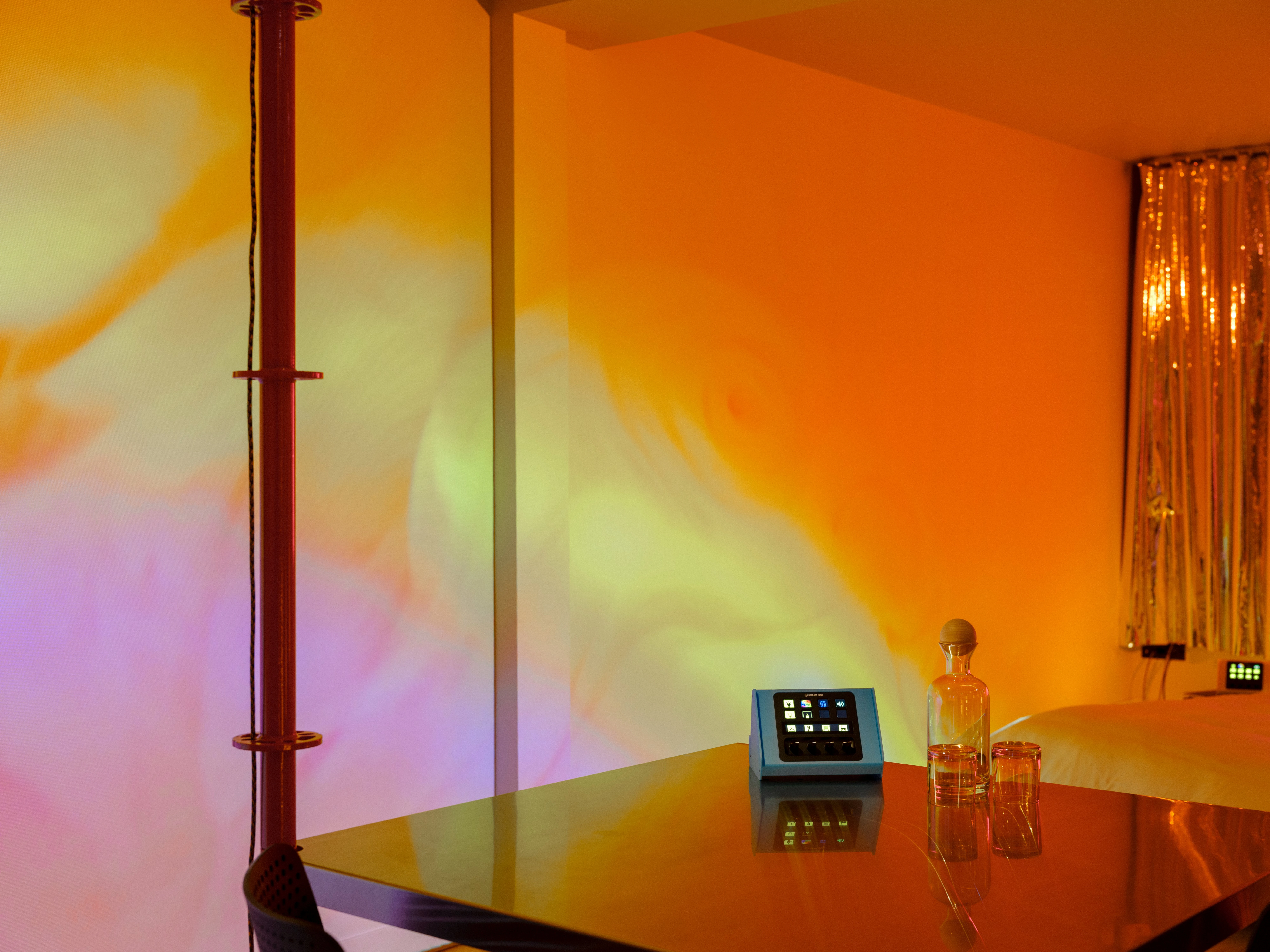BADANG Lab — interior of one of the techno-coloured lofts