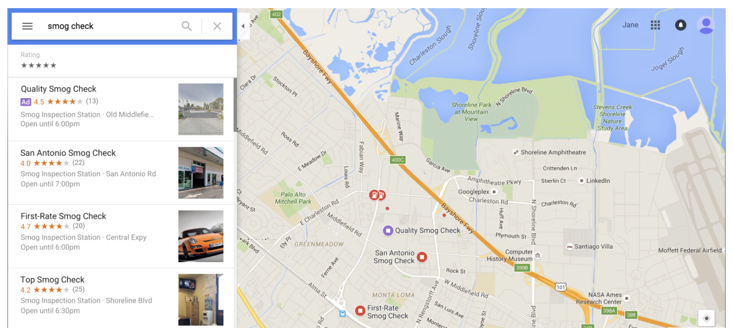 Local search ads on Google Maps for desktop