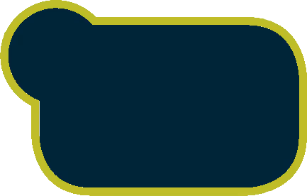 Dark blue speech bubble with rounded corners and a bright yellow-green outline on a transparent background.