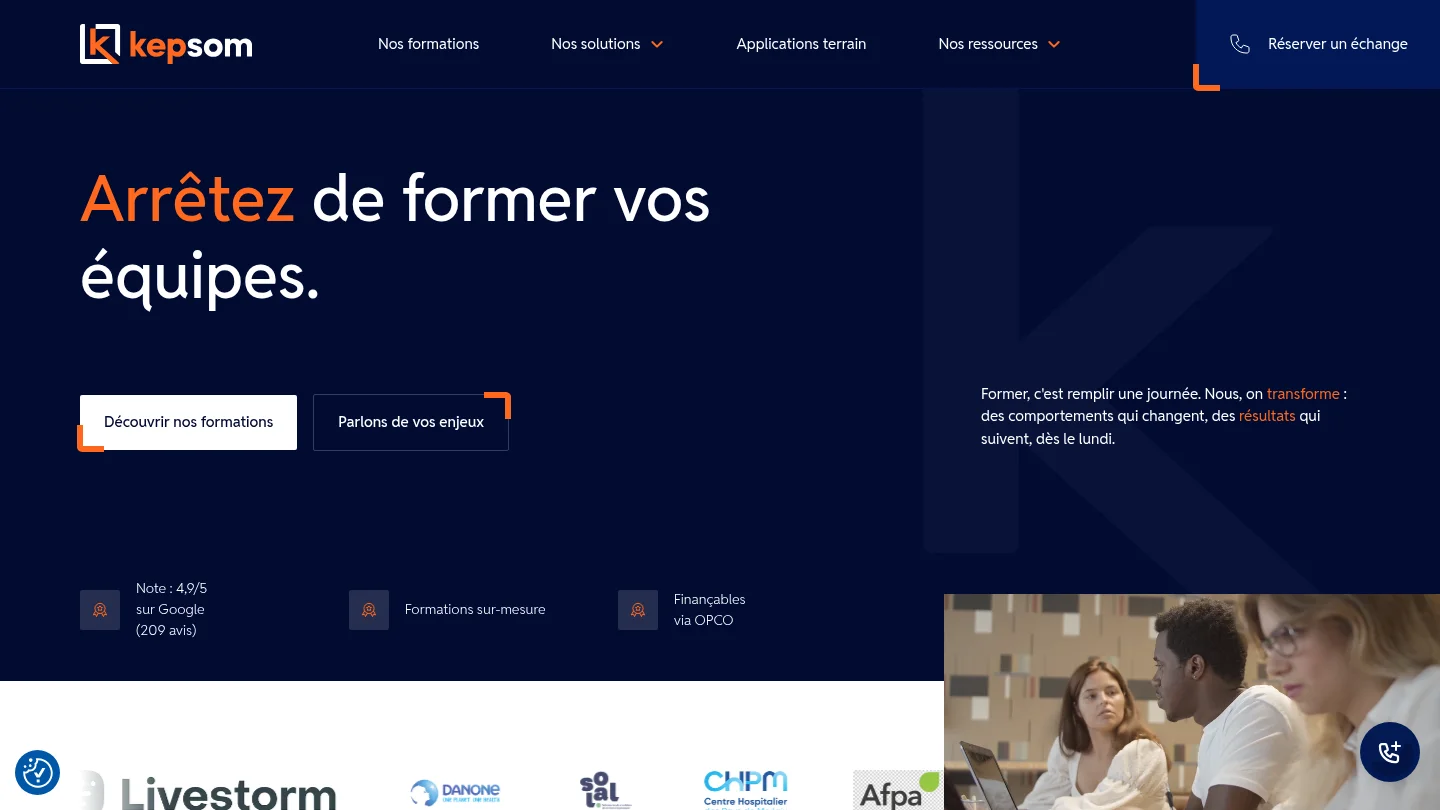 Capture de la page d’accueil de Kepsom