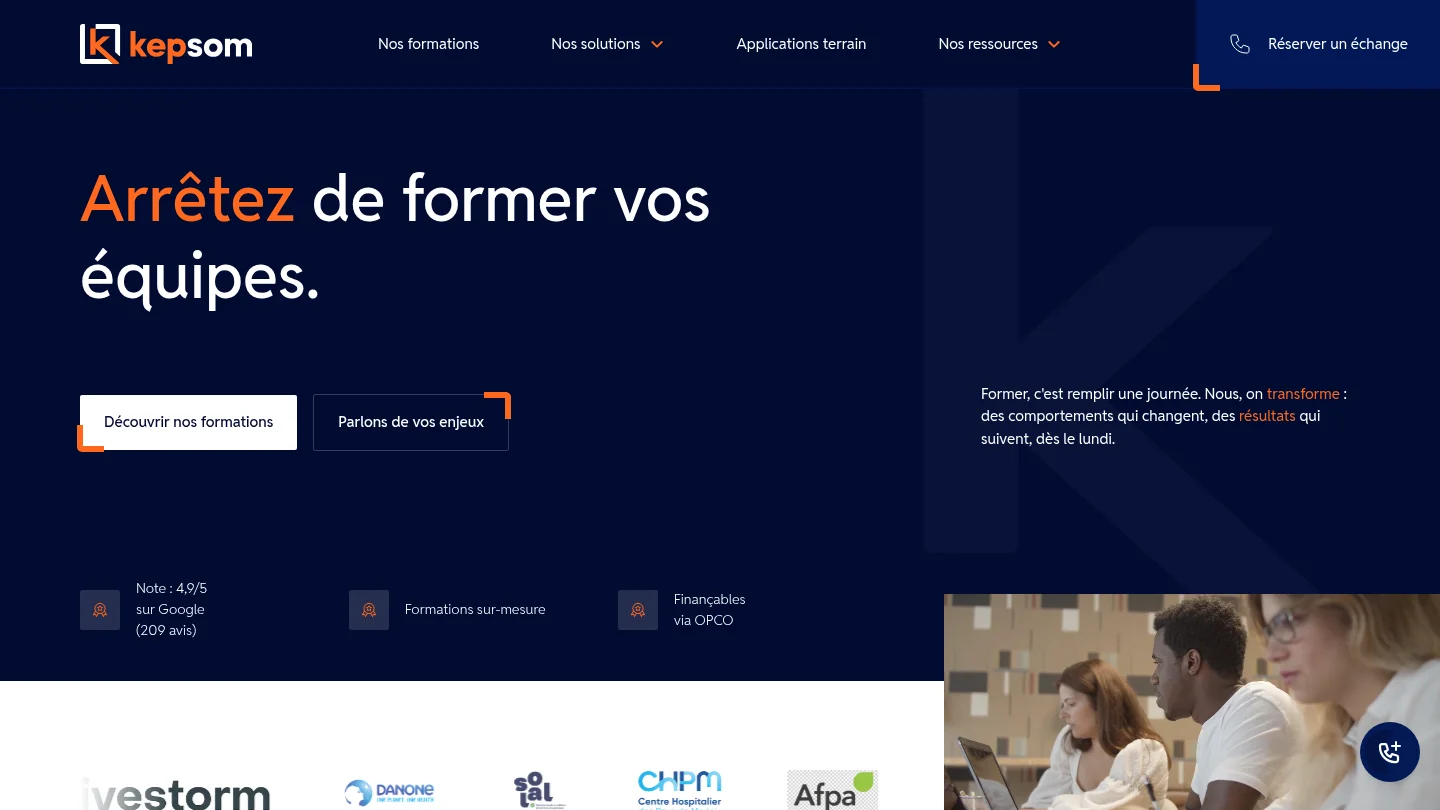 Capture de la page d’accueil de Kepsom
