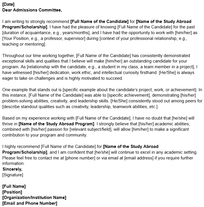 Mẫu thư giới thiệu chuẩn