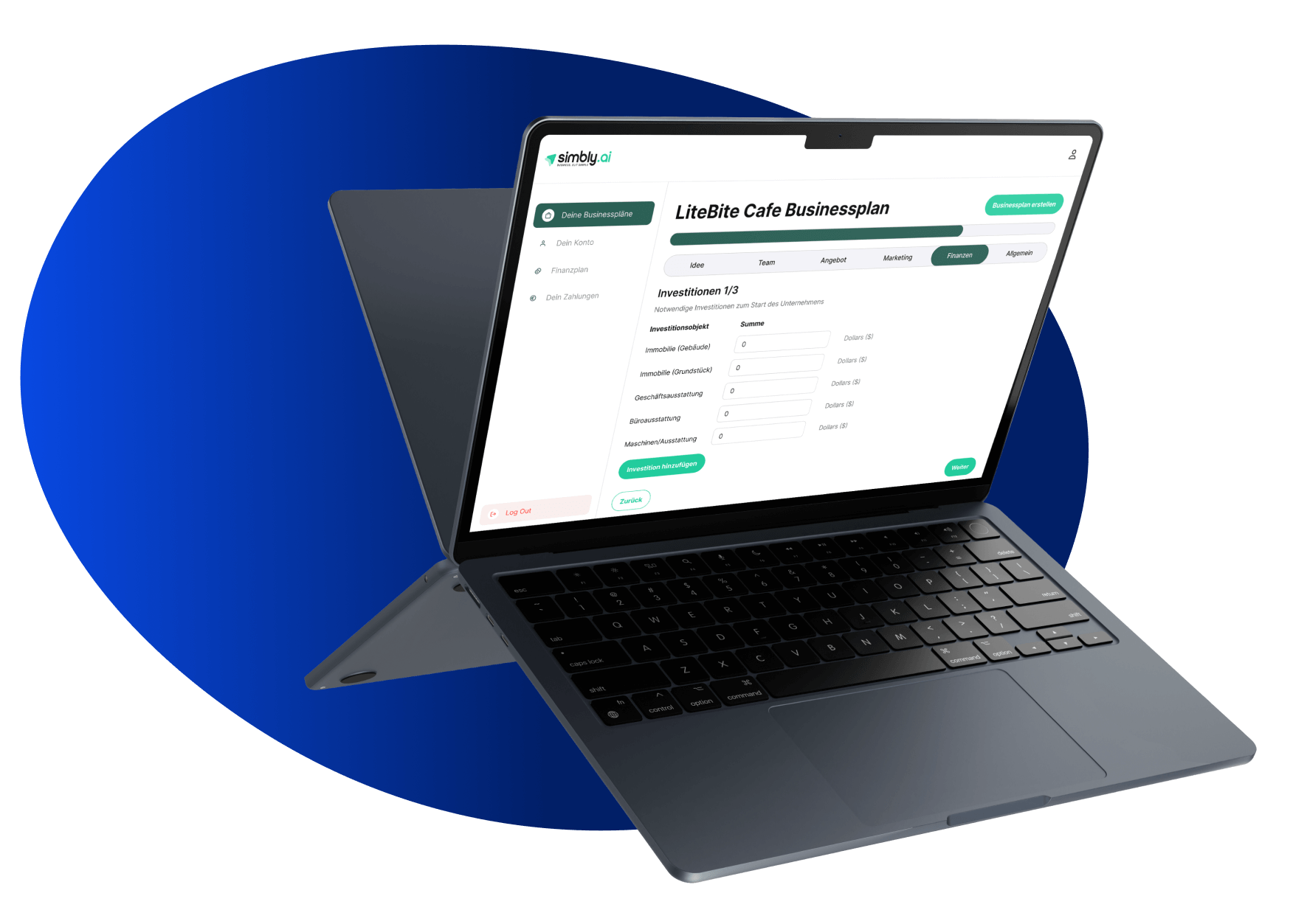 User Interface für die KI-gestützte Erstellung komplexer Dokumente