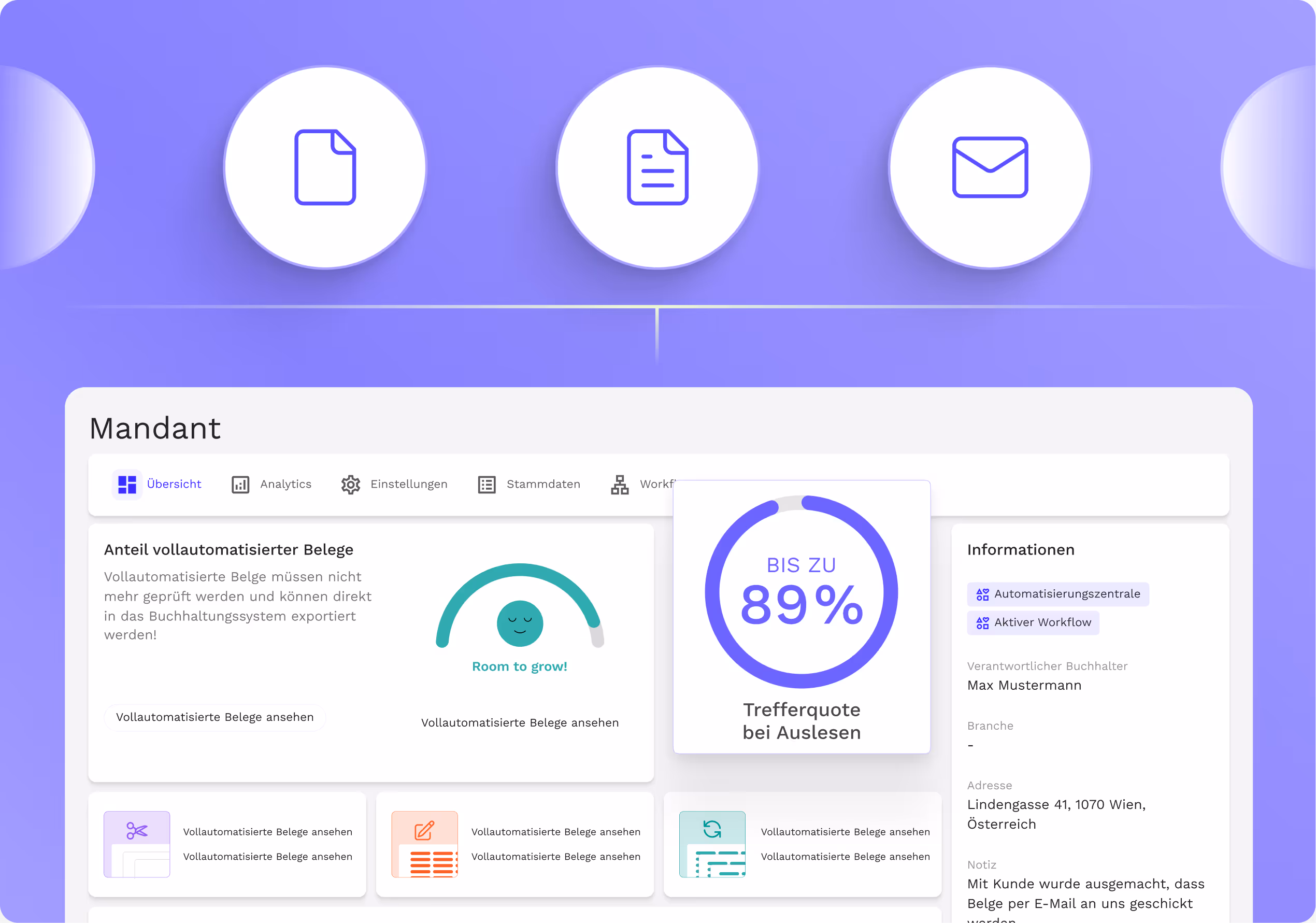 Finmatics Belegeingang Grafik