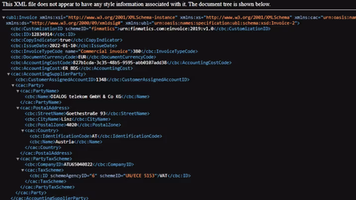 E-Rechnung im XML Format