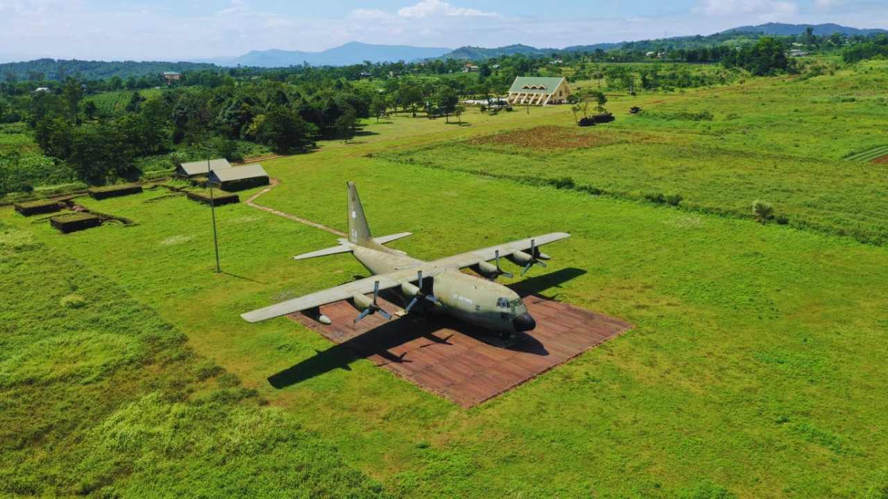 A C-130 transport plane at the Khe Sanh Combat Base in Quang Tri.