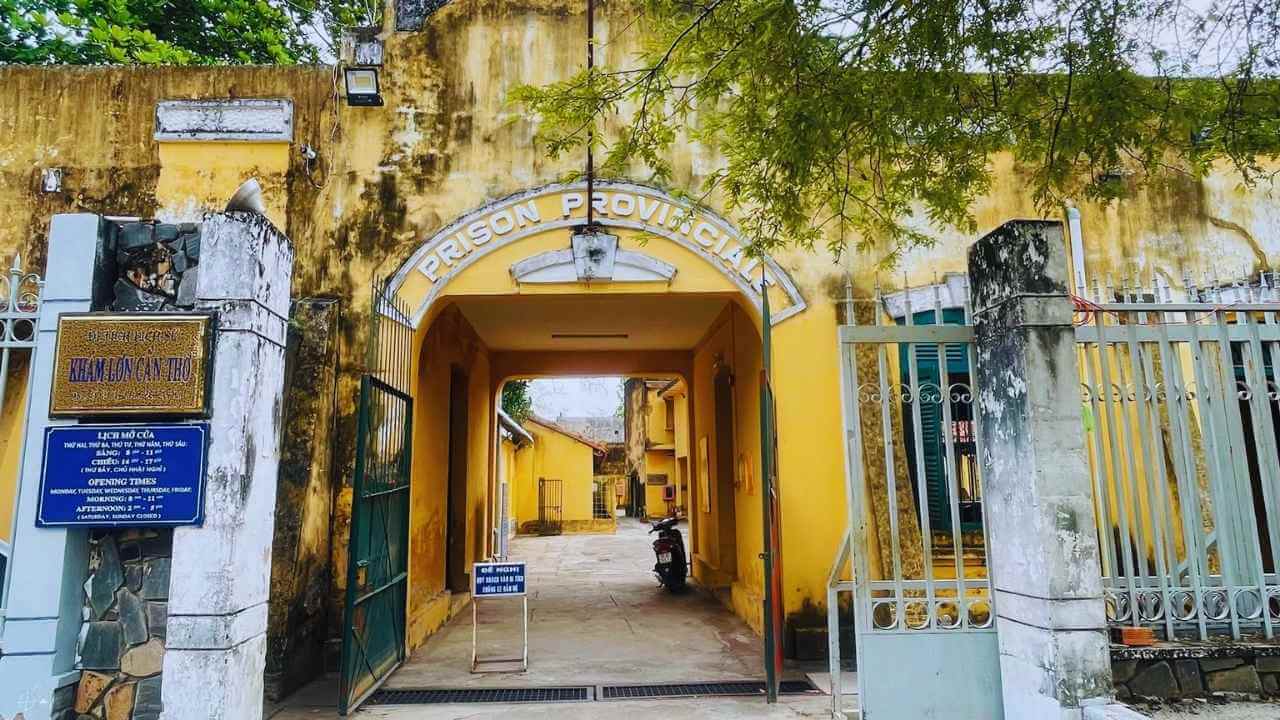 The "Prison Provinciale" gate at the historic Can Tho Grand Prison.