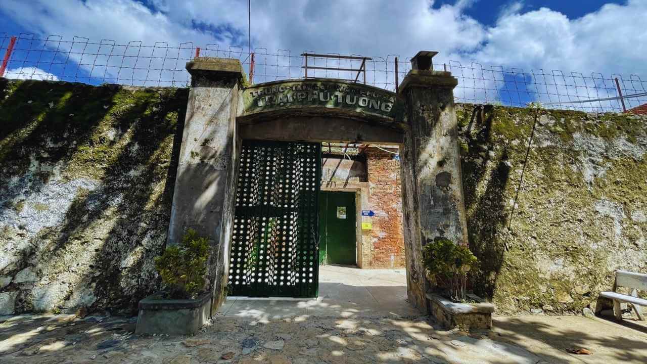 The old stone gate of the infamous Con Dao Prison on Con Dao Island.
