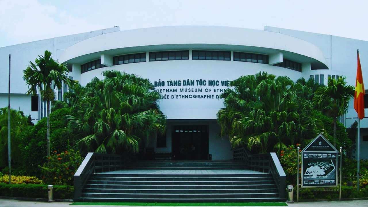 The modern facade of the Vietnam Museum of Ethnology, a key cultural museum in Hanoi.