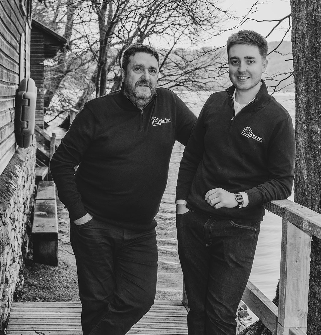 An image of founders Nick Clegg and son Will Clegg with Lake District back drop
